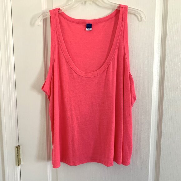 Old Navy EveryWear Linen Blend Tank Top Scoop Neck Sleeveless Hot Pink Size XXL - Picture 4 of 5